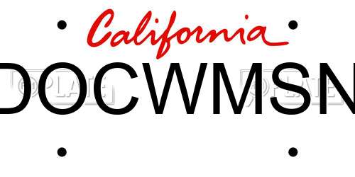 DOCWMSN California License Plate