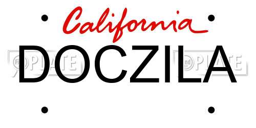 DOCZILA California License Plate