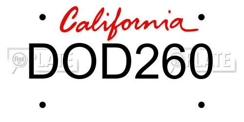 DOD260 California License Plate