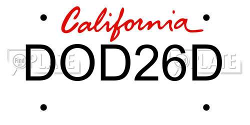 DOD26D California License Plate