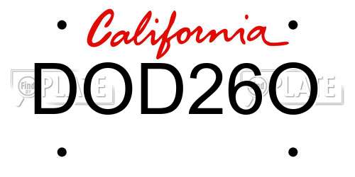 DOD26O California License Plate