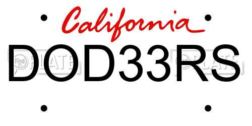 DOD33RS California License Plate