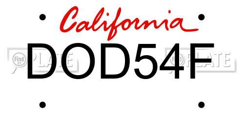 DOD54F California License Plate