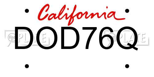 DOD76Q California License Plate