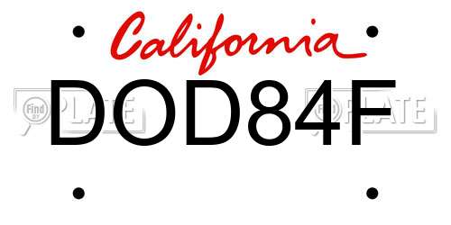 DOD84F California License Plate