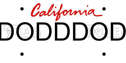 DODDDOD California License Plate