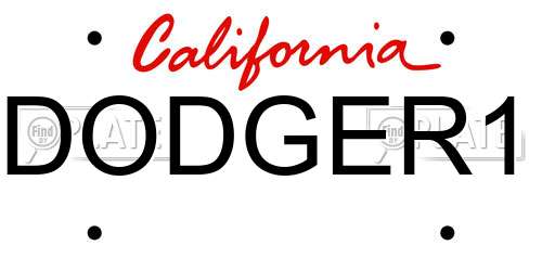 DODGER1 California License Plate