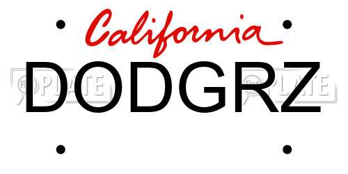 DODGRZ California License Plate