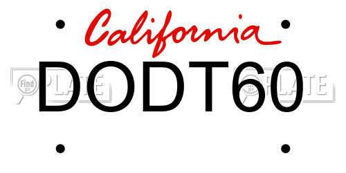 DODT60 California License Plate