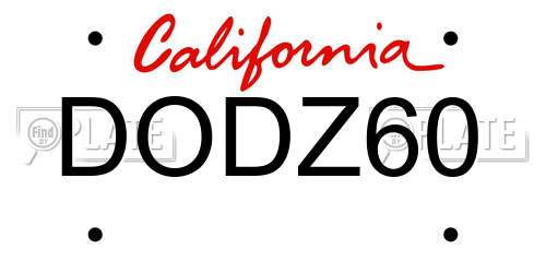 DODZ60 California License Plate