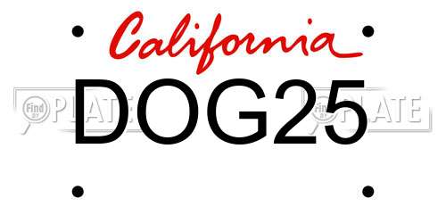 DOG25 California License Plate