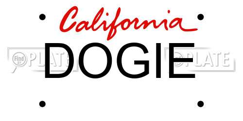 DOGIE California License Plate