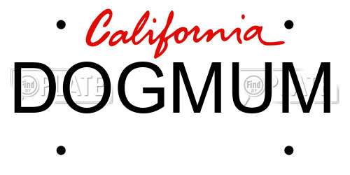 DOGMUM California License Plate