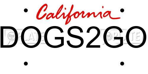 DOGS2GO California License Plate
