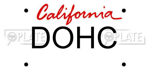 DOHC California License Plate