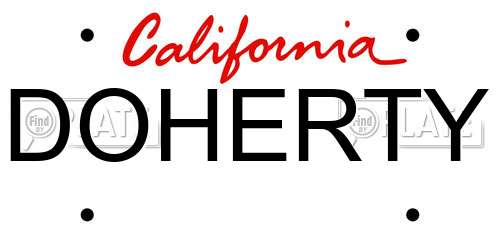 DOHERTY California License Plate