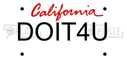 DOIT4U California License Plate
