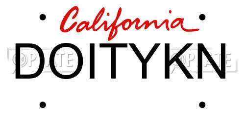 DOITYKN California License Plate