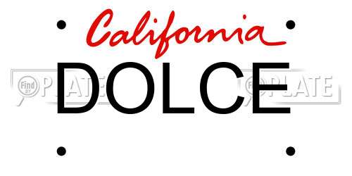 DOLCE California License Plate