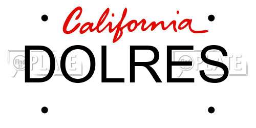DOLRES California License Plate