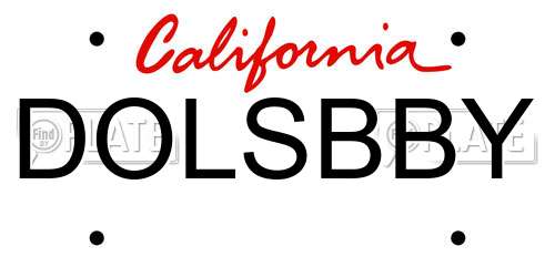 DOLSBBY California License Plate