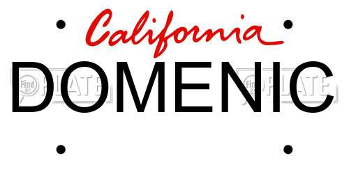 DOMENIC California License Plate