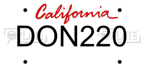 DON220 California License Plate