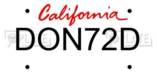 DON72D California License Plate
