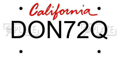 DON72Q California License Plate