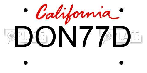 DON77D California License Plate