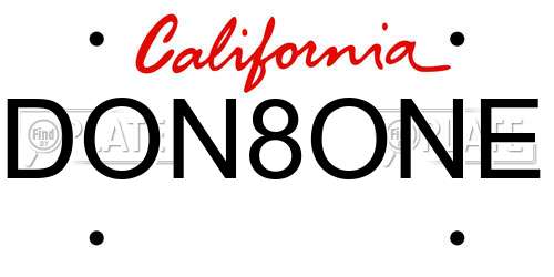 DON8ONE California License Plate
