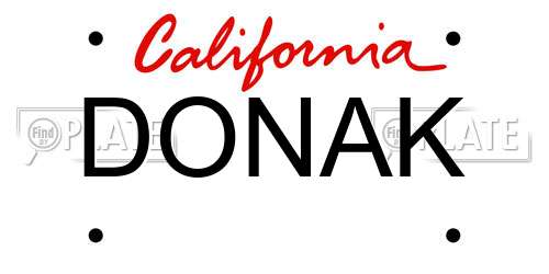 DONAK California License Plate