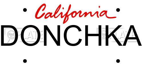 DONCHKA California License Plate