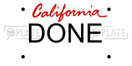 DONE California License Plate