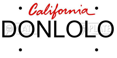 DONLOLO California License Plate