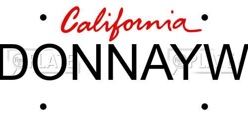 DONNAYW California License Plate