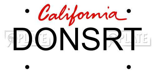 DONSRT California License Plate