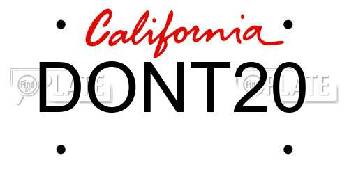 DONT20 California License Plate