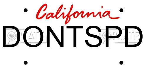DONTSPD California License Plate