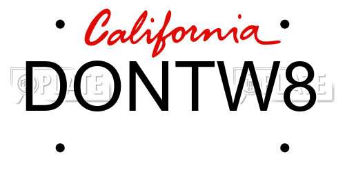 DONTW8 California License Plate