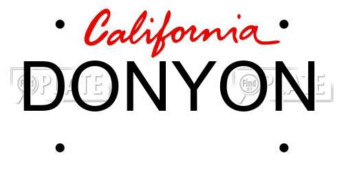 DONYON California License Plate