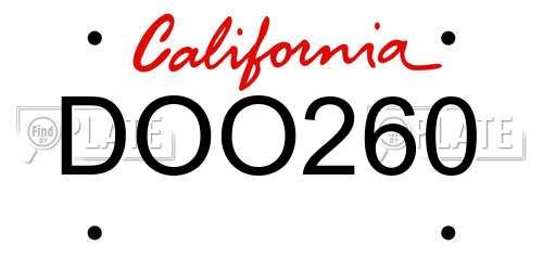 DOO260 California License Plate