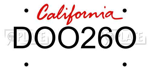 DOO26O California License Plate