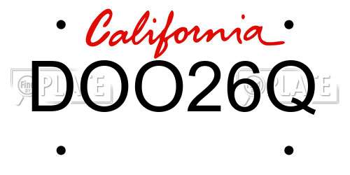 DOO26Q California License Plate