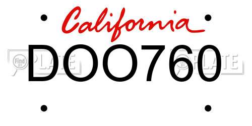 DOO760 California License Plate