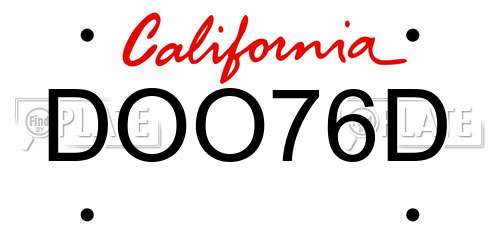 DOO76D California License Plate