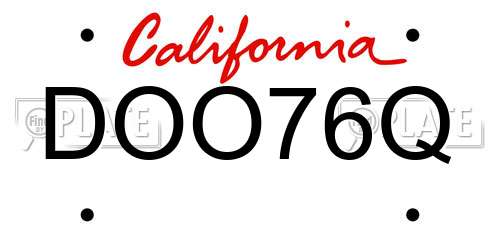 DOO76Q California License Plate