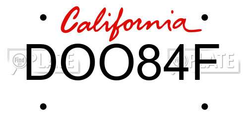DOO84F California License Plate