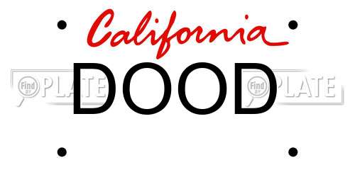 DOOD California License Plate