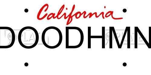 DOODHMN California License Plate